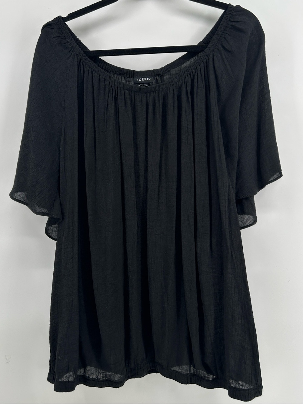 Torrid Summer Black Off-Shoulder Peasant Tunic Top Lightweight Women's Size 4X